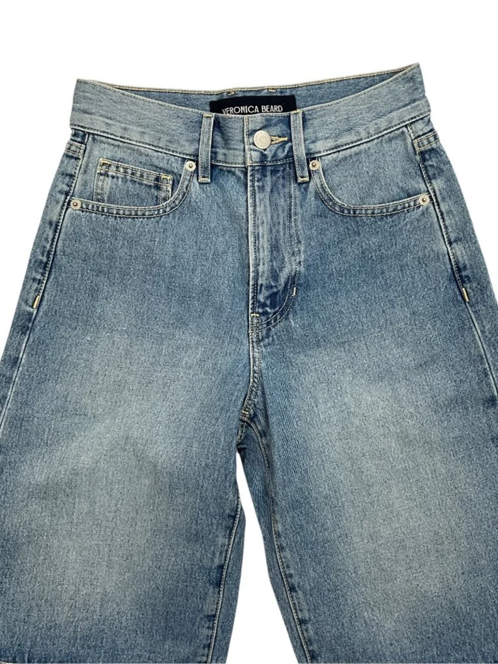 Veronica Beard Charlotte High Rise Bermuda Denim Shorts 24 Jorts Blue NEW